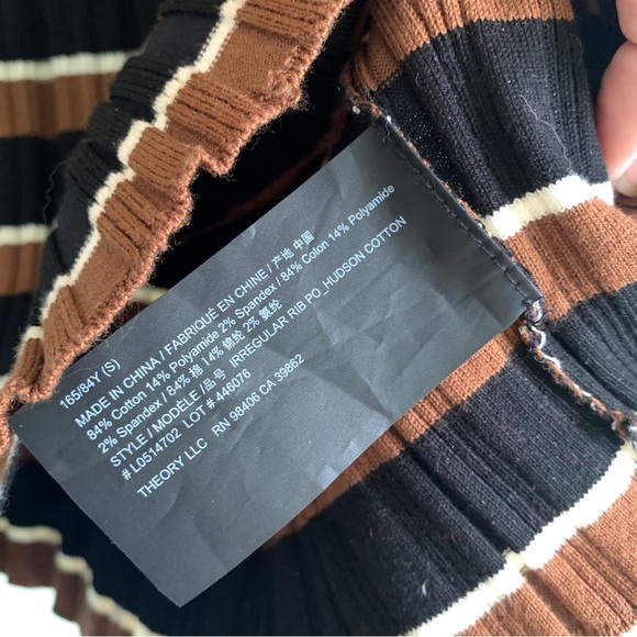 THEORY stripe blouse size small cotton blend top shirt scoop neck - Picture 6 of 9